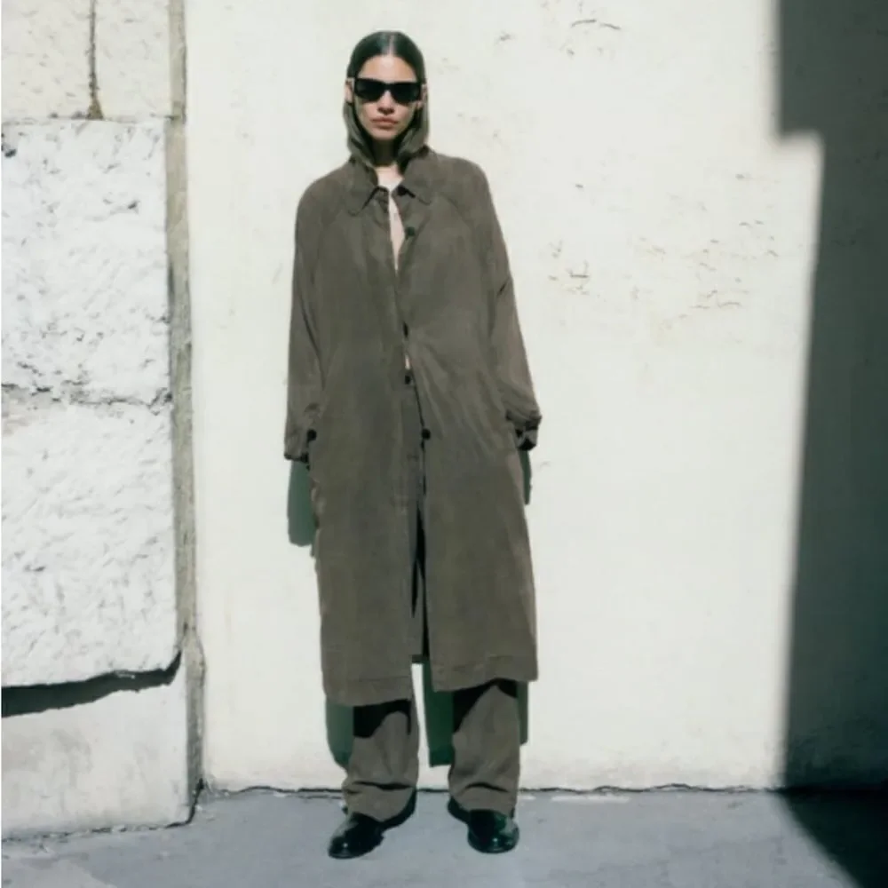 ZARA ZW COLLECTION WASHED LYOCELL TRENCH - Picture 12 of 16